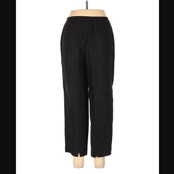 Talbots Pants 12 Irish Linen High Waist Cropped Vintage Black - Picture 3 of 7